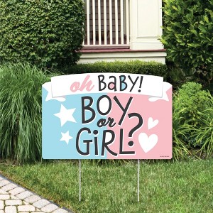 Big Dot of Happiness Baby Gender Reveal - Team Boy or Girl Party Yard Sign Lawn Decorations - Oh Baby Boy or Girl Party Yardy Sign - 1 of 4