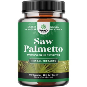 Saw Palmetto Capsules, Advanced Hair Health and Urinary Support with Plant Sterols & Flavonoids, Nature's Craft, 200 ct - 1 of 4