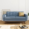 MUUEGM 65" Loveseat Couch Sofa| 2-Seat Memory Foam Futon Couch with Blue Linen Fabric, firm wooden frame - 2 of 4