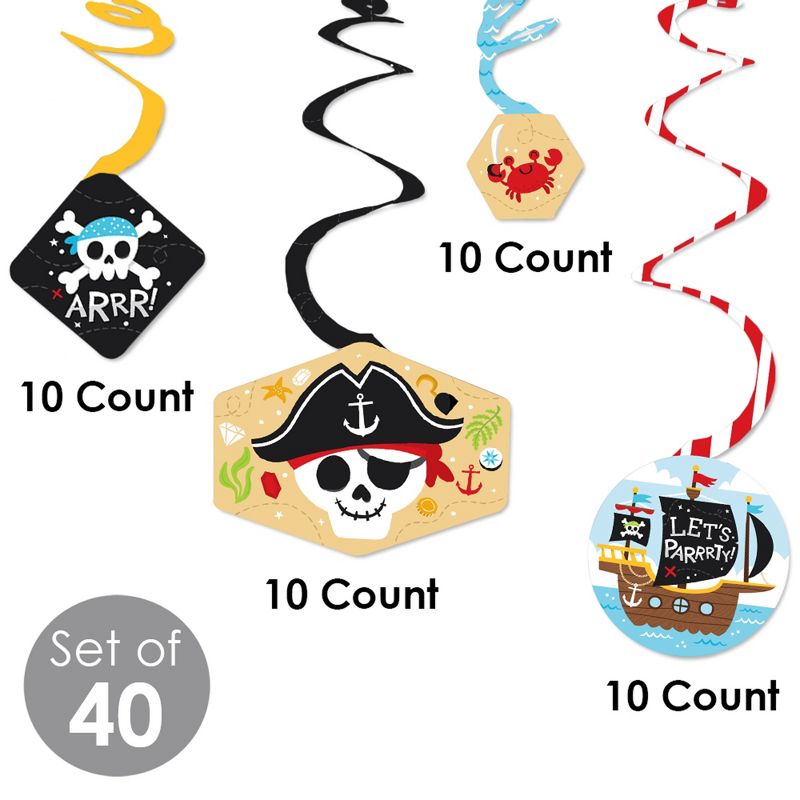 Big Dot of Happiness Pirate Ship Adventures - Skull Birthday Party Hanging Decor - Party Decoration Swirls - Set of 40, 5 of 9
