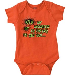 My Monster Is Trying To Get Out Baby Romper Boys or Girls Brisco Brands - 1 of 4