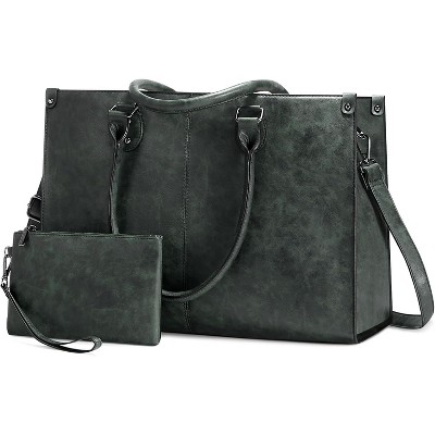 15.6 Inch Large Capacity Vintage Leather Work Computer Bag, Business Casual Shoulder Handbag