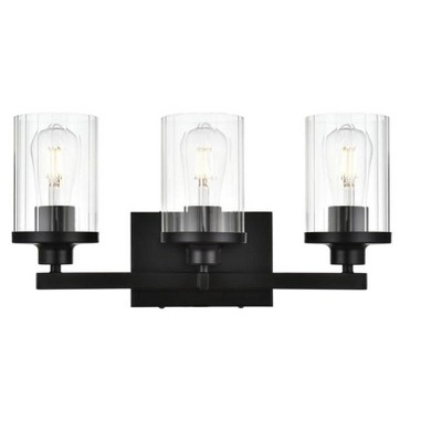 Elegant Lighting Saanvi 3 light Black and Clear Bath Sconce
