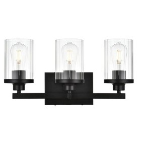 Elegant Lighting Saanvi 3 light Black and Clear Bath Sconce - 1 of 4