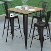 Emma and Oliver Indoor/Outdoor Bar Top Table, 31.5" Square All Weather Poly Resin Top with Steel base - 3 of 4