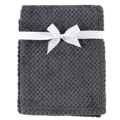 Image of Hudson Baby Unisex Baby Plush Waffle Blanket, Charcoal, One Size