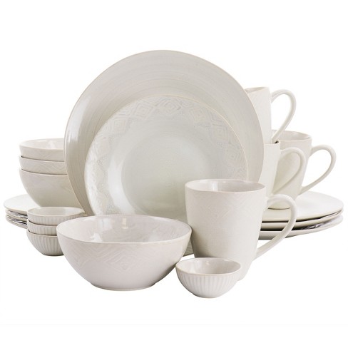 Gibson Home Siam 12 Piece Round Stoneware Dinnerware Set In White : Target