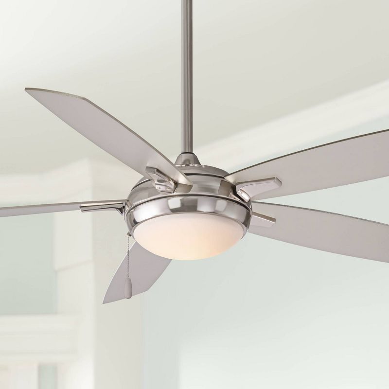 54" Minka Aire Modern Indoor Ceiling Fan with LED Light Brushed Nickel Silver Etched Opal Glass for Living Room Kitchen Bedroom, 2 of 5