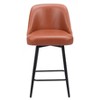 Counter Stool – 38.2" H With Brown Faux Leather Seat, Powder-Coated Steel Frame By Zuo Modern - 4 of 4