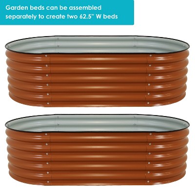 Large Brown Galvalume Steel Raised Garden Bed with Rubber Edge Trim