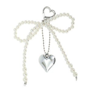 Unique Bargains Faux Pearl Heart Handbag Charms Keychains 1 Pc - 1 of 4