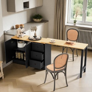 Mshliw 89.7'' Wooden Sideboard with Extendable Table, Multifunctional Storage Cabinet with 2 Doors and 3 Drawers for Living Room, Kitchen, Foyer - 1 of 4