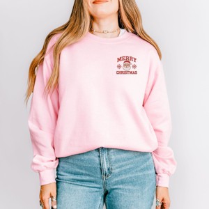 Embroidered Merry Christmas Santa Snowflake - Women's Graphic Sweatshirt - 1 of 4