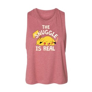 Women's Pokémon The Snuggle Pikachu Graphic Racerback Tank - Heather Mauve - Small - 1 of 2