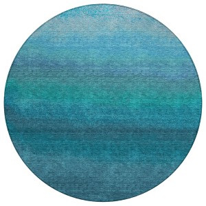 Teal Blue And Sky Blue Ombre Washable Indoor Outdoor Area Rug - 1 of 4