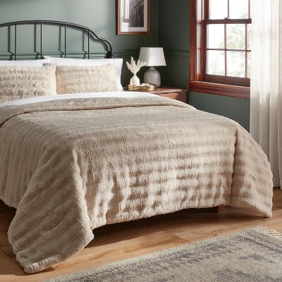 Luxe Sculpted Faux Fur Comforter and Sham Set - Threshold™