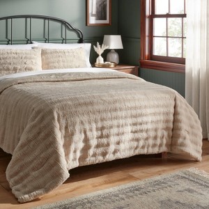 Luxe Sculpted Faux Fur Comforter and Sham Set - Threshold™ - 1 of 4