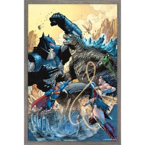 Trends International Justice League vs. Godzilla vs. Kong - Batmech Framed Wall Poster Prints - 1 of 4