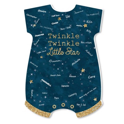 Big Dot of Happiness Twinkle Twinkle Little Star - Baby Bodysuit Guest Book Sign - Baby Shower Guestbook Alternative - Signature Mat