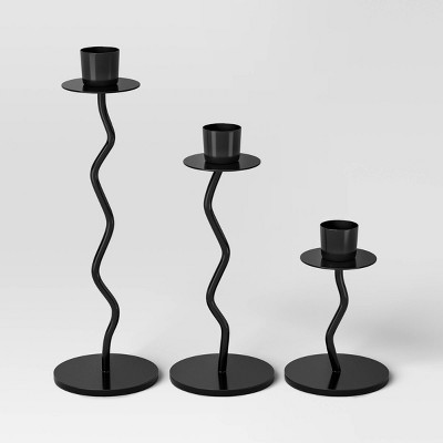 3pc Wavy Taper Candle Holder - Room Essentials™