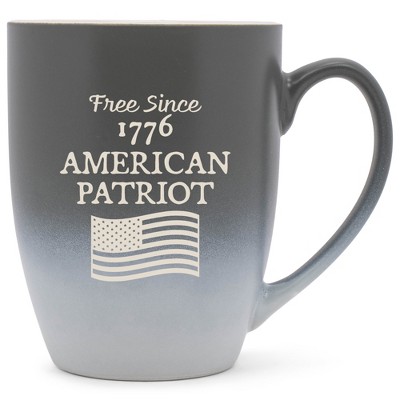 100 North United States of America 10 Ounce Gray and White Two Toned Ombre, Comfortably Fits Your Hands, Ceramic Tea Coffee Cup Mug, Free Since 1776