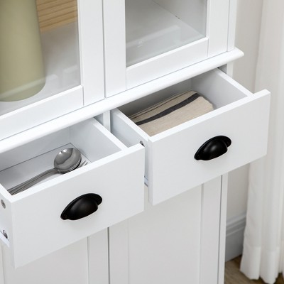 White 61" Freestanding Kitchen Pantry Cabinet with Adjustable Shelves