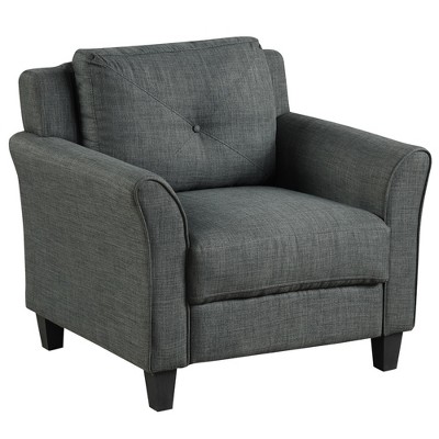 Costway Accent Chair Upholstered Fabric Single Sofa Chair w/Tufted Backrest Grey