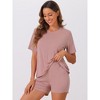 cheibear Women's Comfy Lounge Boxy T-Shirt and Sleep Shorts Set - image 2 of 4