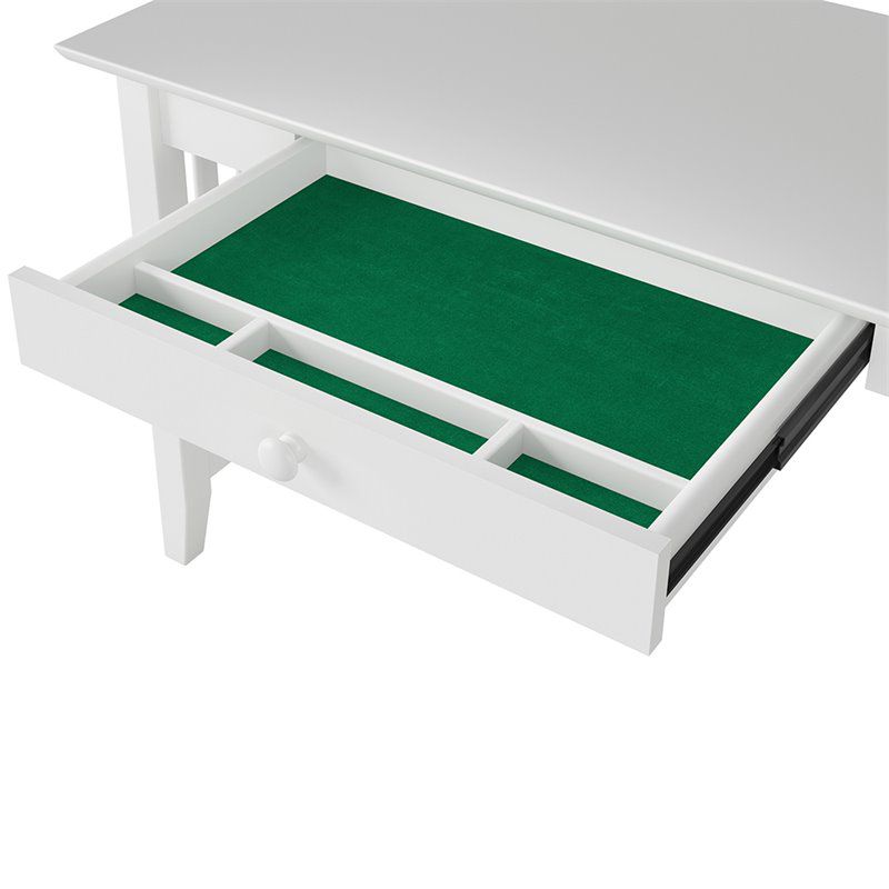 AFI Mission Solid Wood Writing Office Desk with Elegant Felt Drawer in White, 5 of 7