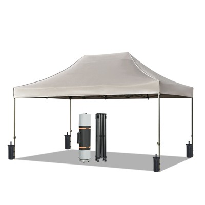 VisioGear 10'*15' Canopy Tent, Party Tent with 4 Sidewalls, 3 Height Adjustable, Outdoor Canopy Tent for Weddings, Khaki, 180"*120"*132"