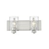 Beckett 2-Light Vanity Light - Dimmable Steel Fixture with Clear Seedy Glass Shades - 2 of 4