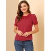 INSPIRE CHIC Women's Peter Pan Collar Keyhole Back Vintage Polka Dots Blouses - 3 of 4