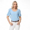 Anna-Kaci Women's Short Puff Sleeve Blouse with Scoop Neckline and Tie Cuff Detail for a Feminine Everyday Look - 3 of 4