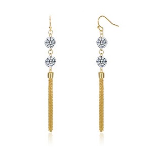 Guili Sterling Silver 14k Gold Plated Fringe Earrings with Sparkling Cubic Zirconia - Elegant, Hypoallergenic, Ideal for Special Occasions - 1 of 2