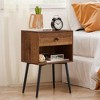 VECELO Set of 2 Industrial Nightstand Mid-Century Side End Table/Bedside Table with Drawer - 4 of 4