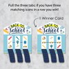 Big Dot of Happiness Back to School - First Day of School Classroom Game Pickle Cards - Pull Tabs 3-in-a-Row - Set of 12 - 3 of 4