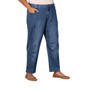 Women's Plus Size Premium Wide Leg Five Pocket Denim Jeans - On The Plus Side - 1 of 3