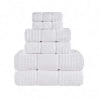 Cotton Craft 6 Piece Towel Set - 100% Cotton Plush 600 GSM Sculpted Super Zero Twist Pleated Ribbed Bathroom Towel Set - Soft Absorbent Luxury - 2