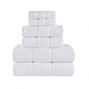 Zero Twist Cotton Waffle Honeycomb Medium Weight 6 Piece Bathroom Towel Set by Blue Nile Mills - 1 of 4