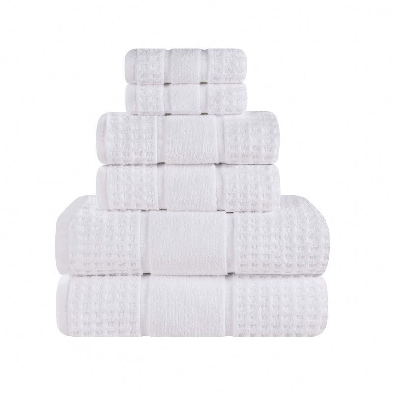 Zero Twist Cotton Waffle Honeycomb Medium Weight 6 Piece Bathroom Towel Set by Blue Nile Mills, 1 of 10