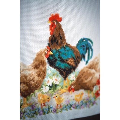 Vervaco Table Runner Counted Cross Stitch Kit 12.8"X33.6"-Rooster And Chickens (11 Count)