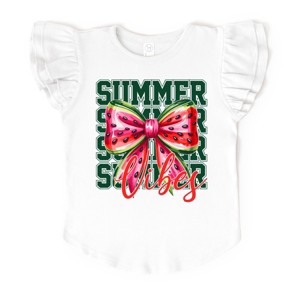The Juniper Shop Coquette Watermelon Bow Summer Chart Flutter Sleeve Tee - 1 of 4