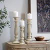 Olivia & May Set of 3 Farmhouse Mango Wood Teardrop Designed Pillar Candle Holders: Rustic Wooden Candlestick Holders - 4 of 4