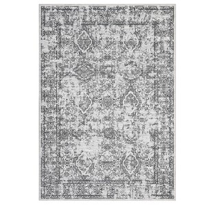 Vintage Floral Area Rug Non Slip Floor Cover Ultra Thin Soft Retro Carpet Foldable Low Pile Distressed Throw Rug for Dining Room Living Room Kitchen - 1 of 4
