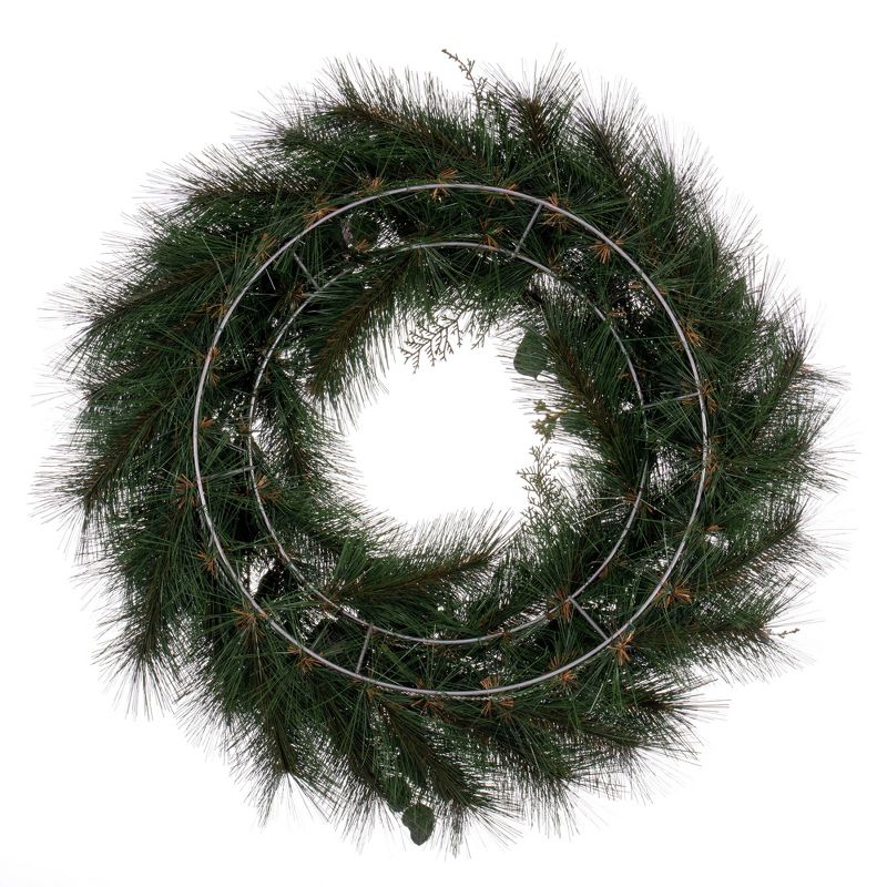 Vickerman 30" Artificial Long Leaf Pine with Seeded Cedar, Eucalyptus Foliage, and Pinecones Wreath, 3 of 6