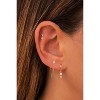 Pearl Dangle Hoop Earrings for Women - Dainty14K Gold Plated Small Drop Chain Hoops Trendy Earring Sets for - 3 of 4