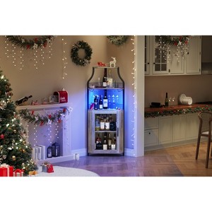 Corner Wine Rack, with Detachable Wine Rack, Bar Cabinet with Glass Holder, Small Sideboard and Buffet Cabinet with Mesh Door - 1 of 4