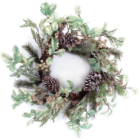 Melrose 24 Unlit Brown Green Glittered Frosted Pine Cone With