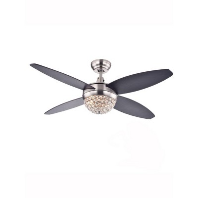 52" x 52" x 16" Harvin Crystal Ceiling Fan with Remote Silver - Warehouse of Tiffany