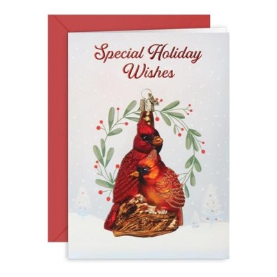 Old World Christmas Ornament Christmas Card, Cardinal, 7" x 5"